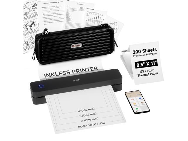 Portable Printer Wireless for Travel with Carry Case& Thermal Paper Inkless Printer for Home Use, Support 8.5x11 US Letter Thermal Paper,.