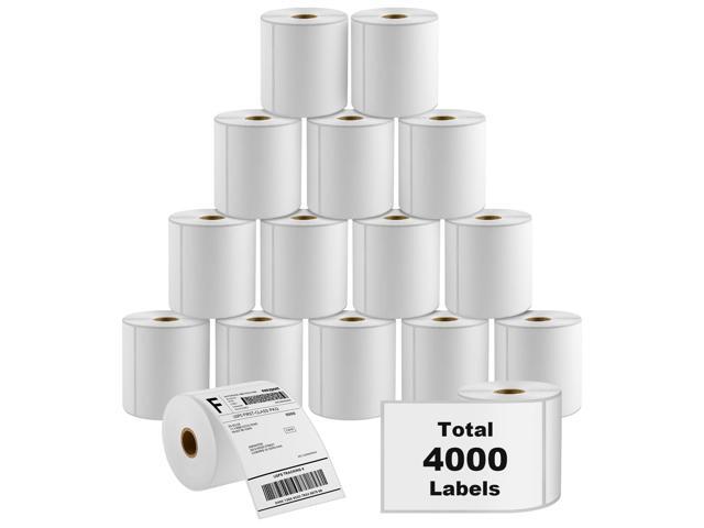 4' x 6' Direct Thermal Labels, 4000 Pcs/16 Rolls Perforated White Mailing Shipping Package Labels, Commercial Grade, Permanent Adhesive,.