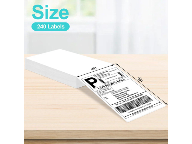 4x6 Thermal Labels 240 PCS, Shipping Labels, Strong Adhesive Thermal Label, White Printer Paper/Label (Pack of 3)