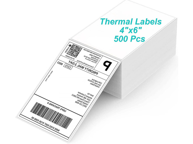 4'x6' Fanfold Direct Thermal Shipping Labels White Perforated Shipping Mailing Postage Labels, Zebra Compatible, Permanent Adhesive, Commercial...