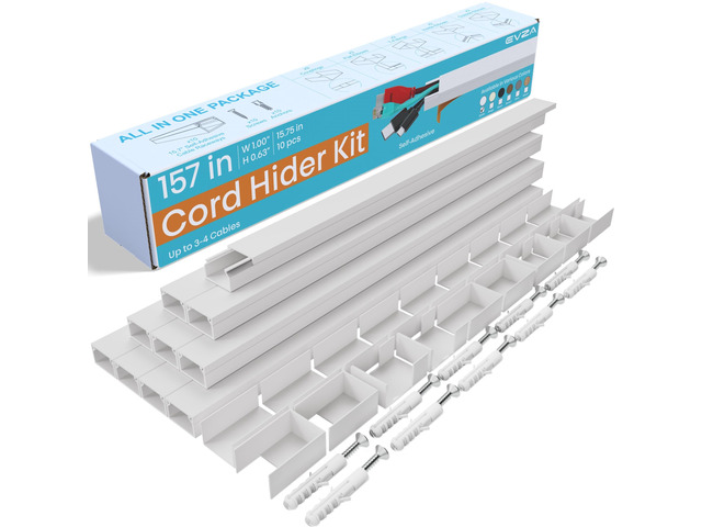 Cord Hider, Wire Cover, Cord Covers Wall Mounted TV, Cable Hider, 157 in Paintable White Raceway Kit, Electrical Cords Concealer, Cable Management,...