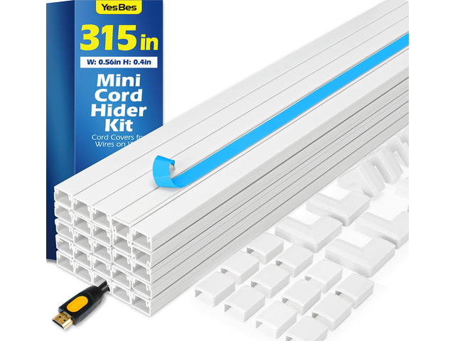 315in Cord Hider Kit, Cord Covers for Wires on Wall, Cord Hider for Wall Mount tv, tv Cable Hider Wall kit, Paintable Cable Raceway, Wire Covers...