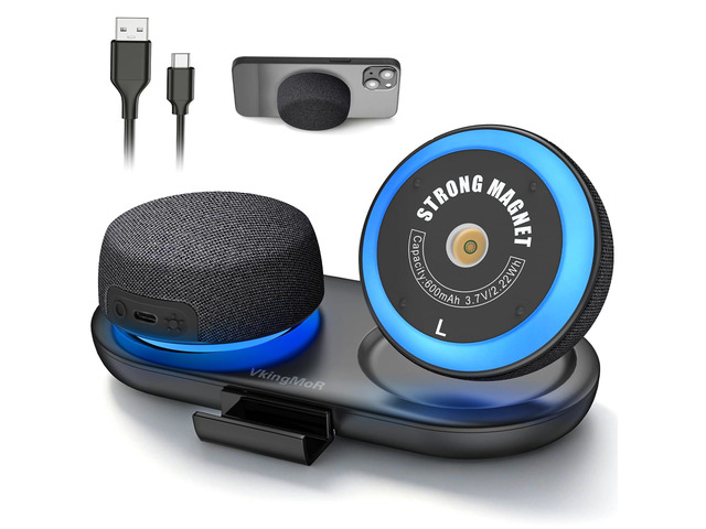 Dual Bluetooth Speaker Set with TWS Stereo & Magnetic Base 10H Playtime, 3H with RGB Sync Lights On, Phone Stand, Wireless Speakers for TV...