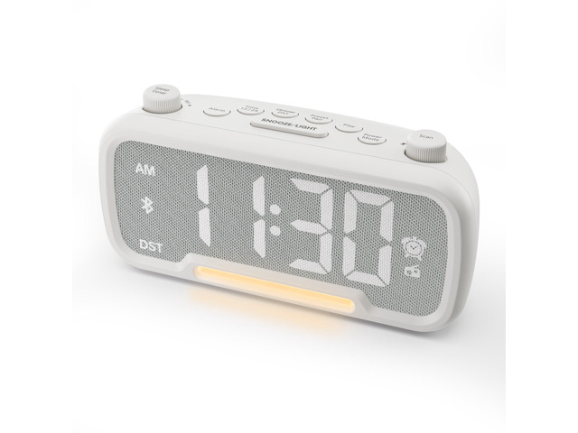 Alarm Clock Radio for Bedroom with Bluetooth & USB Chargers FM Radio, 20 Presets, Auto Scan, Type-C & USB-A, Night Light, 5-Level Dimmer, 12/24H,...