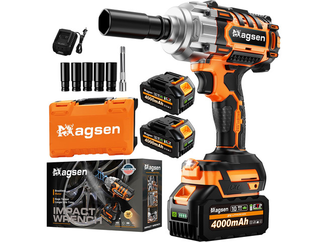 1/2' Cordless Impact Wrench, 900Ft-lbs (1200N. m) Brushless High Torque Impact Gun,3800RPM,3 Variable Speeds,LED Light,2x4000mAh Battery, 5...
