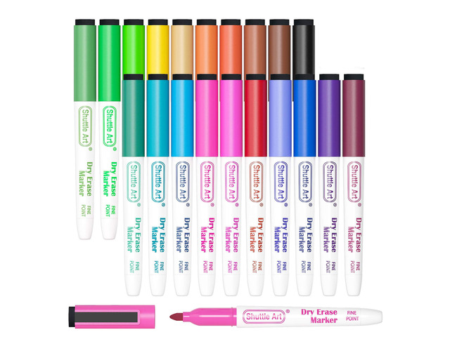 Magnetic Whiteboard Markers, 20 Pieces Fine Tip and Eraser, Dry Erase Whiteboard Markers, for Writing on Whiteboards, Weekly Planner, Glass for...