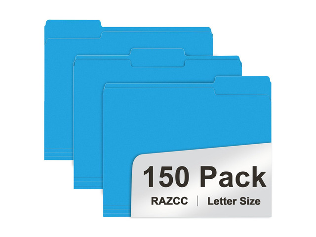 File Folder, 150 Pack 1/3 Cut Tab File Folders Letter Size, Blue, Colored Folders with Tab Great for Organizing and Easy File Storage