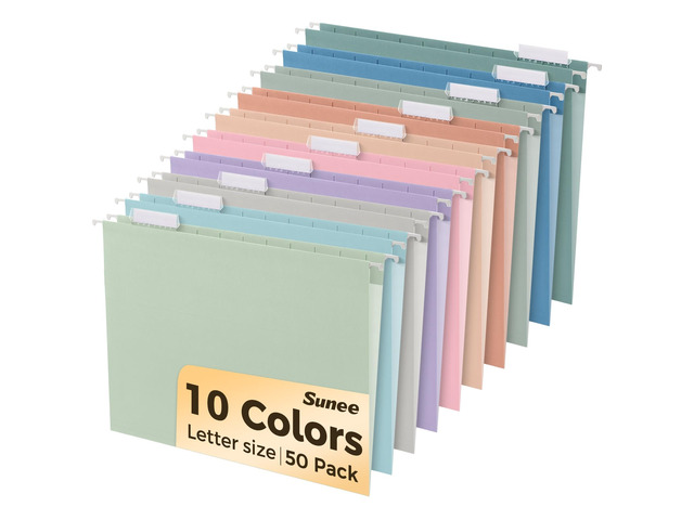 Hanging File Folders, 50 Pack Letter Size Hanging File Folders with 1/5-cut Tabs, Stay Organized for Your Home and Office Bulk File, Documents and...