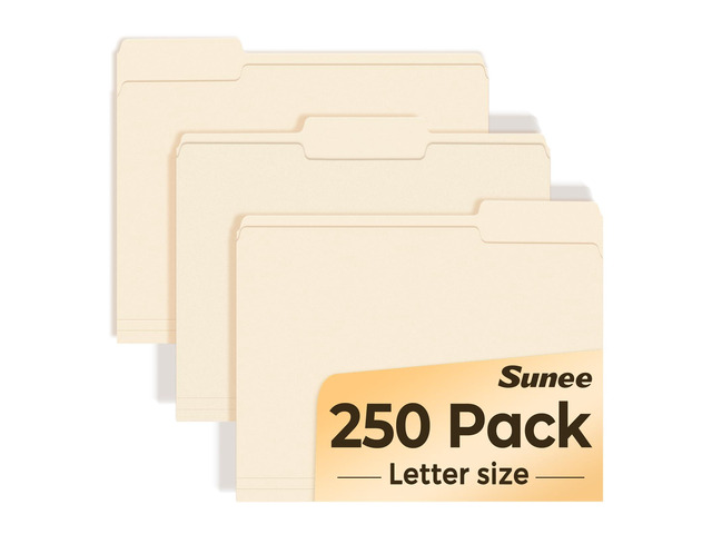 Manilla Folders Letter Size (8.5 x 11 inches), 250 Per Box, 1/3 Cut Tab for Easy Labeling and Organization, Durable Standard Paper for Home,...