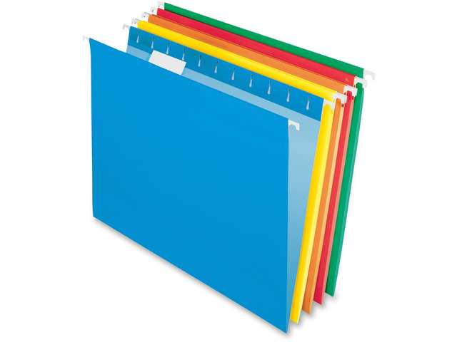 Hanging File Folders, Letter Size, Assorted Colors, 1/5-Cut Adjustable Tabs, 25 Per Box (81663)
