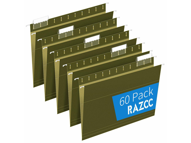 Hanging File Folders, 60 Pack Reinforced Hanging Folders Letter Size, Designed for Bulky Files, Filing Cabinet, Adjustable Tabs, Green