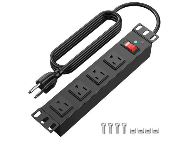 10 Inch Rack PDU, 1U Rack Mount, 4 Outlets, 1200J Surge Protection 15A Overload Switch,6FT 14AWG Extension Cord,for Mini Server Cabinet Network...