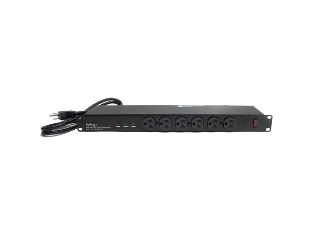 16 Outlet Horizontal 1U Rack Mount PDU Power Strip for Network Server Racks - Surge Protection - 120V/15A - 6ft Power Cord (RKPW161915)