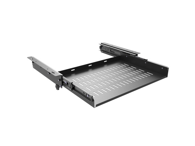 Sliding Under Desk Laptop Mount Shelf with Air Vents, 16' W W 16.3' x D 12' Metal Under Desk Slide Out Tray Laptop Storage Tray for Laptop (16...