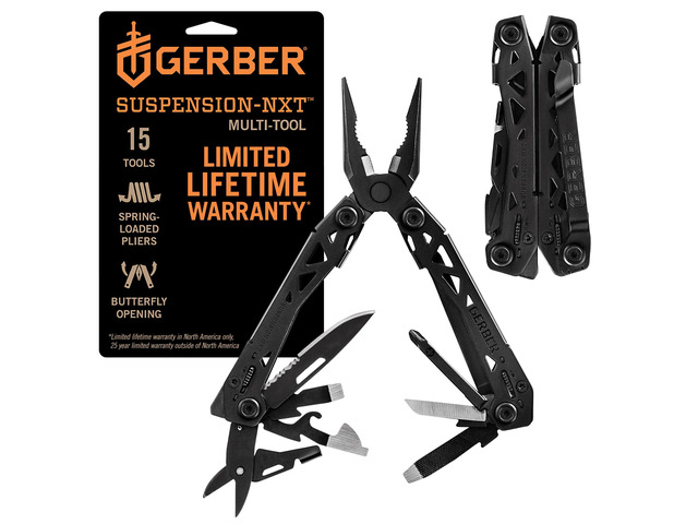 Suspension NXT 15-in-1 EDC Multitool, Pliers w/ Pocket Knife, Black Needle nose pliers, wire stripper, 15 tools, camping/survival gear, EDC...