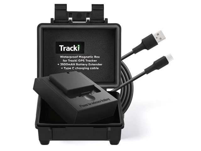 Waterproof Magnetic Box & Battery Extender for Universal GPS Tracker Only 3500mAh IP67 Vehicle Case, Strong Magnet Mount & Type-C Charging for...