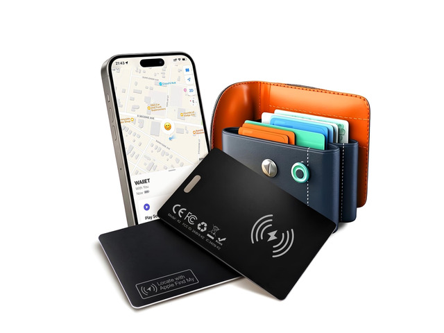 Ultra Slim Wallet Tracker Card 0.07in (1 Pack) - [Apple MFi Certified] Tracker Tag IP68 Waterproof, Works with Apple Find My, Rechargeable...
