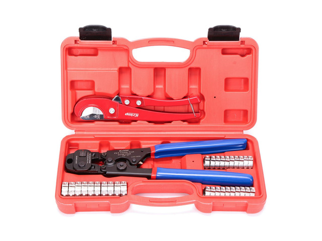 PEX Crimping Tool Kit with Clamps, Cinch & Removal Tool for 3/8'-1' Kit includes 2-in-1 crimp & remove tool, pex pipe cutter, 20Ã—1/2' & 10Ã—3/4' pex...