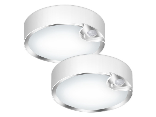 Motion Sensor Ceiling Light, Battery Operated Closet Lights 2Pack Wireless battery powered, cool white LED, indoor sensor lighting for shower...