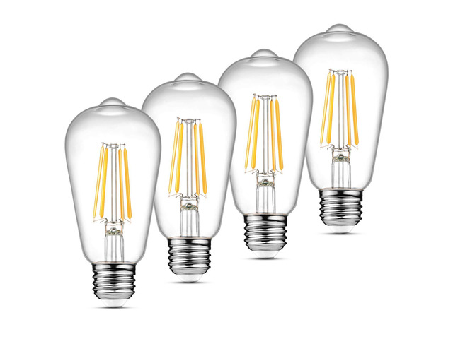 Vintage LED Edison Bulbs, 6W, Equivalent 60W, Non-Dimmable, High Brightness Warm White 2700K, ST58 Antique LED Filament Bulbs with 80+ CRI, E26...