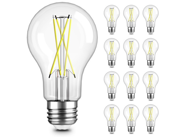 A19 Vintage Dimmable LED Light Bulbs, E26 Base 60W Equivalent, 12 Pack 5000K Daylight White, 8W, 800 Lumens High Brightness, CRI 80+, Clear Glass...