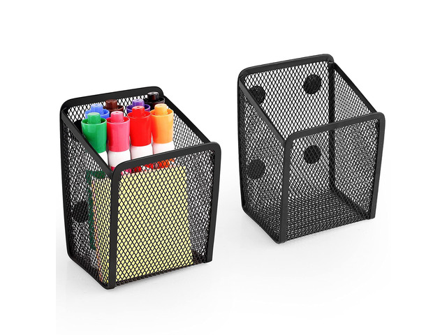 Magnetic Pencil Holder Whiteboard Pen Holder Locker Accessories (1-Slot*2) Locker Organizer, Desk Organizer, Teacher Supplies, Mesh Basket, Strong...