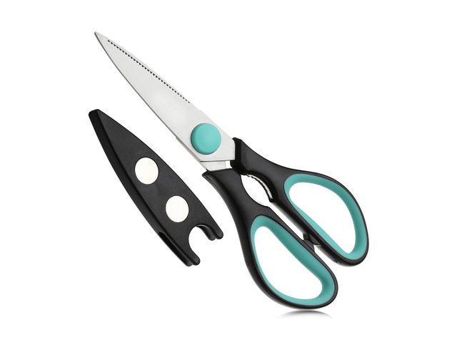 All Purpose Kitchen Shears with Protective Sheath, 8 Inch Dishwasher Safe, Stainless Steel Food Scissors with Micro-Serrated Blades, Soft Grip...