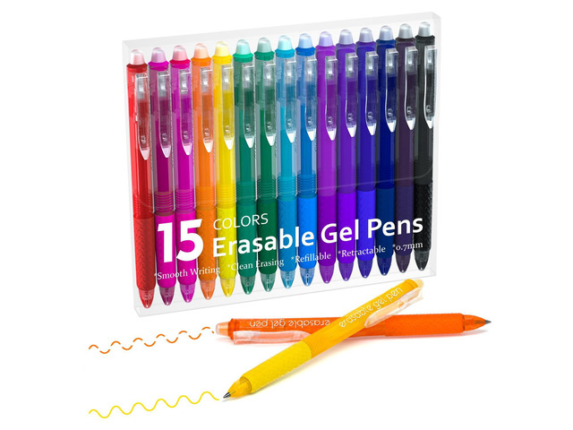 Erasable Gel Pens, 15 Colors Retractable Fine Point Erasable Pens Clicker for Back to School, Assorted Color Inks, Make Mistakes Disappear for...