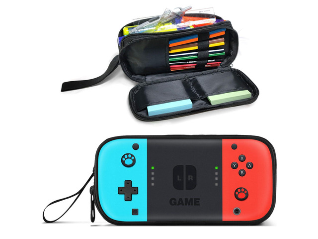Gamer Pencil Case for Boys, Large Boys Pencil Pouch for Kids Teens School, Big Capacity Pen Box Pen Bag Organizer with 2 Compartments & Zipper