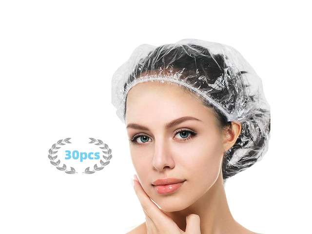 Disposable Shower Caps for Women, Clear Waterproof, 30 Count 20.5' Extra Large Shower Cap with Thick Clear Waterproof Design for Full Hair...
