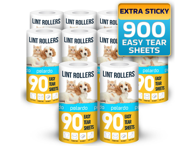 Lint Rollers 900 Sticky Sheets, 10 Spare Rollers,10 Pack of Refills Only. Pet Hair Remover for Clothes, Furniture, Couch, Carpet, Dog Hair Remover,...