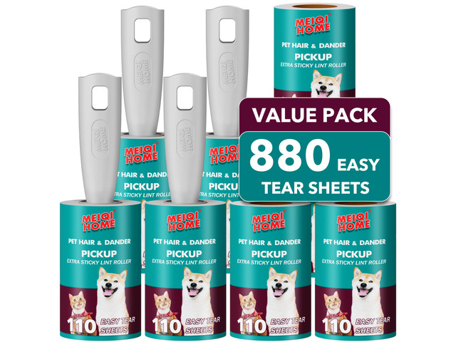 Lint Rollers for Pet Hair Extra Sticky, 880 Sheets Mega Value Set Lint Roller with 4 Upgraded Handles, 8 Rollers Portable Pet Lint Remover for...