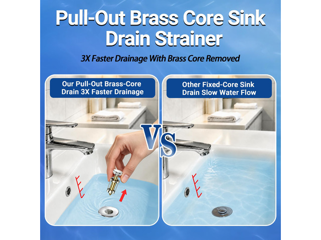 Sink Stopper Hair Catcher, Pop-up Sink Drain Strainer with Removable Stainless Steel Strainer Basket Hair Catcher,Bathroom Sink Strainer for...