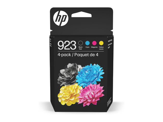 923 Black, Cyan, Magenta, Yellow Ink Cartridges (4-Pack) Works with OfficeJet 8120, Pro 8130 Series 6C3Y6LN