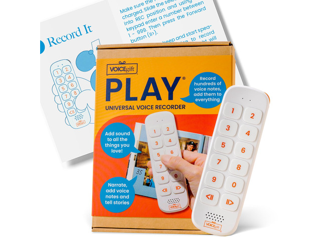 Play, 10 Hour Capacity Screen-Free Voice Recorder, Playback Tool, Portable Electronic Story Player with Speaker, Clip & Strap, Add Voice to...