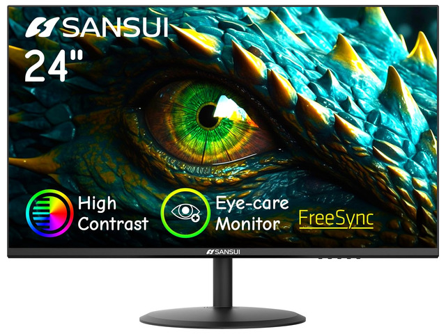 Computer Monitor 24 inch Eye Care FHD 1080P Display HDMI,VGA Ports with 178° Viewing Angle/Frame-Less/Tilt/VESA Compatible for Office and Home