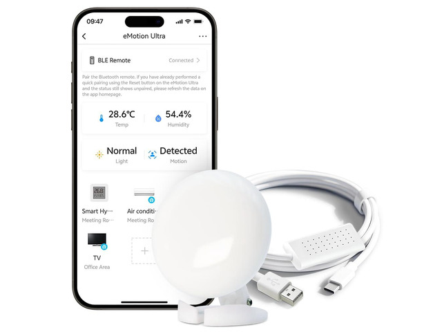 eMotion Ultra 60GHz mmWave Radar Smart WiFi Presence Sensor 4-Zone & Multi-Person Detection, IR, Light, Temp & Humidity Sensors, Compatible with...