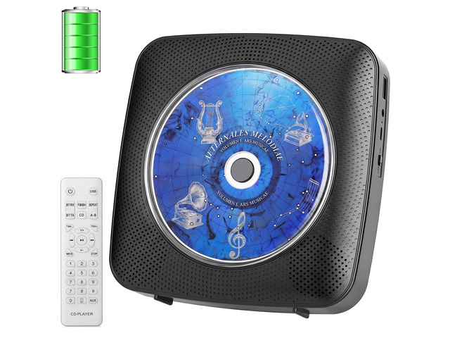 Portable CD Player Bluetooth CD Players for Home Rechargeable Desktop Wall Mountable Portable CD Player Dual Speakers 1800mAh Boombox FM Radio MP3...