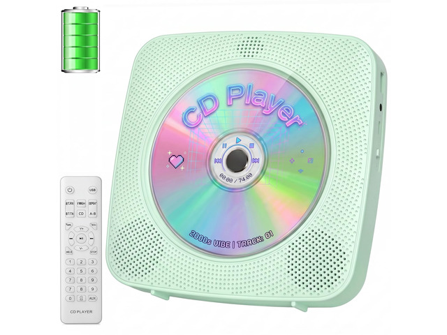 CD Player Portable Bluetooth CD Players for Home Rechargeable Desktop Wall Mountable Portable CD Player Dual Speakers 1800mAh Boombox FM Radio MP3...