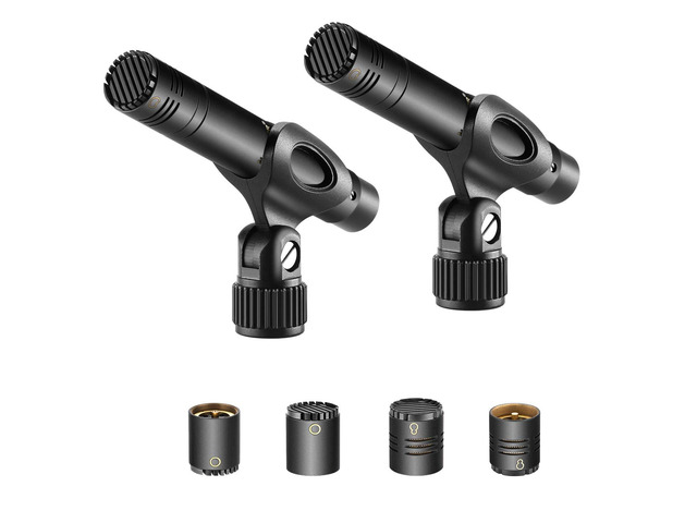 2-Pack Pencil Stick Condenser Mic with Interchangeable Omni Cardioid and Super Cardioid Capsules Foam Windscreens Mic Clip and Carrying Case for...