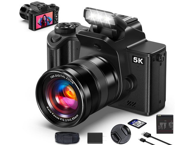 True 5K Digital Camera - 80MP WiFi Cameras for Photography - UHD Autofocus Vlogging Camera for YouTube 18X Zoom - One-Touch Macro Video Camara for...