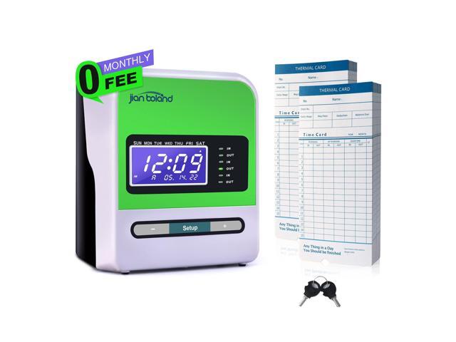 Employee Thermal Time Clock for Small Business in/Out Punch Clock, No Ink Ribbon No Network Required, Includes 50 Time Cards & 2 Keys, 0 Monthly Fee
