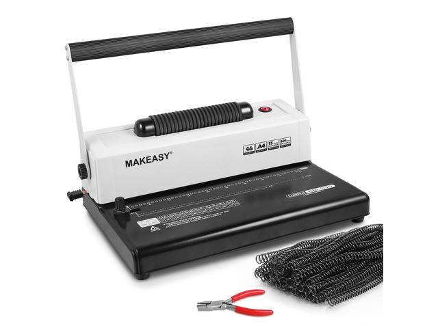 Coil Spiral Binding Machine 4:1 pitch - Manual Hole Punch - Electric Coil Inserter - Adjustable Side Margin - for Letter Size/A4/A5, Comes with 1...