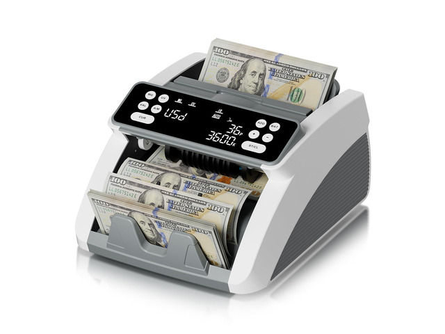 Money Counter Machine with Value Count for USD and EUR, UV MG IR DD MT Counterfeit Detection, Count Add Batch Auto Modes, Cash Counter with LED...