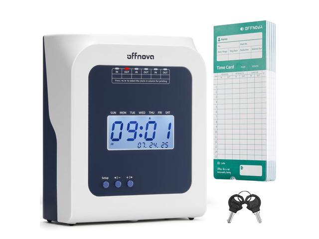 Thermal Time Clock for Employees Small Business, No Ink Ribbons or Network Needed, in/Out Time Attendance Machine with 50 Time Cards, White