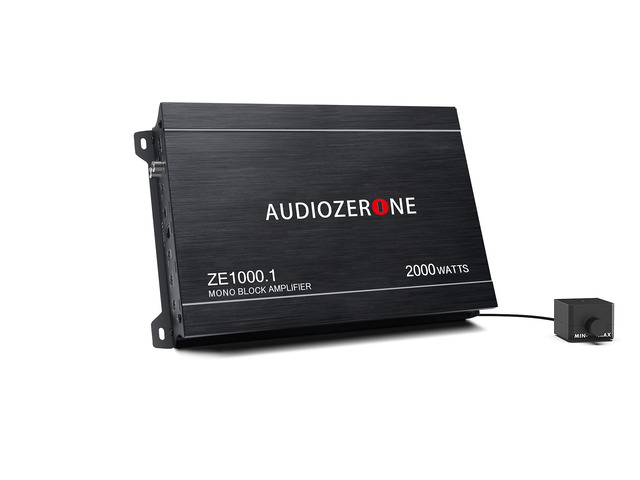 Car Audio Amplifier ZE1000.1 2000W Monoblock Class D MOSFET Subwoofer Audio, 1-4 Ohm Stable, Low Pass Crossover, Mosfet Power Supply, Stereo