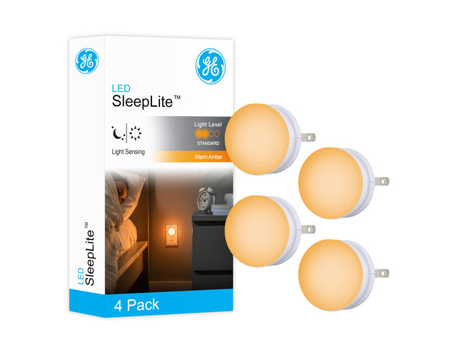 SleepLite Night Lights Plug into Wall, 4-Pack, Warm Amber LED Plug in Sleep Nightlight, Dusk to Dawn Sensor, Adults, Kids Room, Bedroom, Bathroom,...