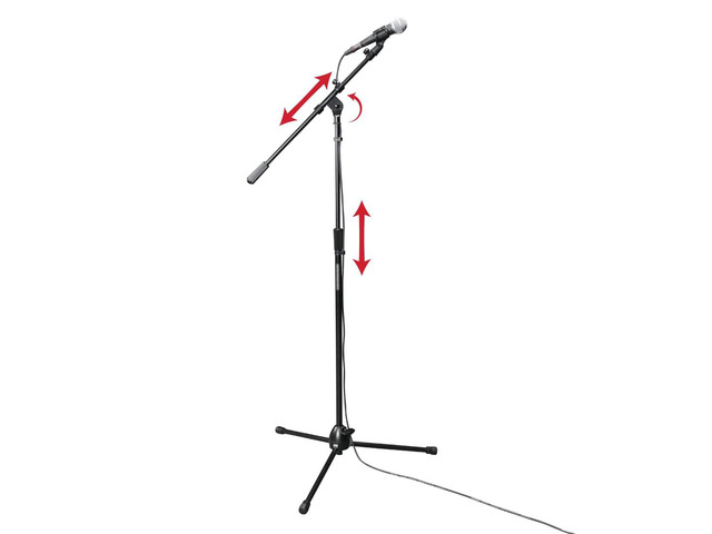 Rok-It Series Heavy Duty All Metal Telescoping Tripod Mic Stand with Adjustable 36' to 64' Height and Extendable Boom Arm, Fully Collapsible for...