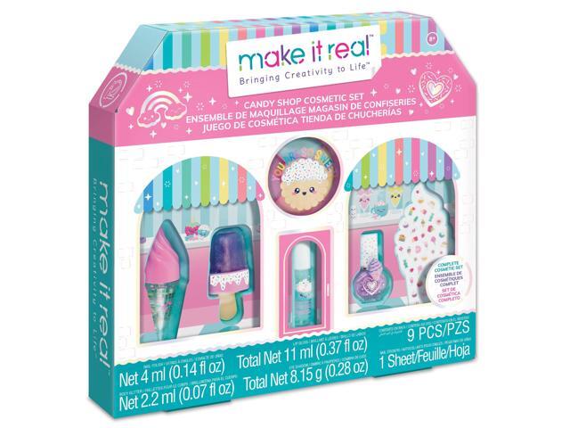 Make It Real: Candy Shop Cosmetic Set - 9 pcs, Vanilla & Strawberry Scented Cosmetics, Ice-Cream Shaped Glosses, Beauty Kit, Tweens, Girls & Kids...