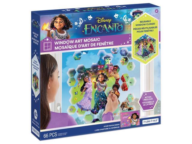 Make It Real Disney: Window Art Mosaic - Encanto - 66 pcs, Reusable Puzzle Window Clings, Creates a 12.2 x 13.5 Image, Kids Ages 6+